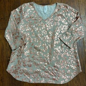 Honeyme Rose Gold Leopard Print Blouse
